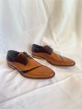 Stacy Adams Talmadge Men Dress Shoes Tan Folded Vamp Oxford Leather 12 M RARE